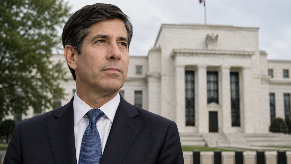 ภาพ Kevin Warsh ประธาน Fed คนใหม่ในพื้นหลังอาคาร Federal Reserve